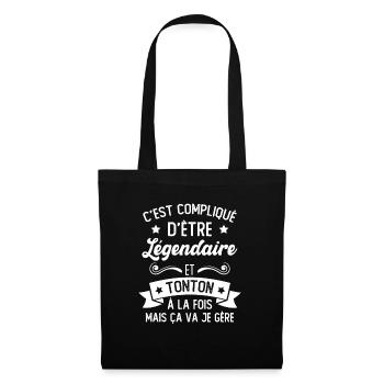 Légendaire et Tonton Humour Cadeau Pour Tonton - Sac en tissu - noir - Devant