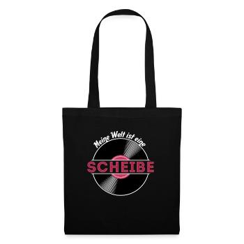 Meine Welt ist eine Scheibe / Schallplatte, Vinyl - Stoffbeutel - Schwarz - Vorne