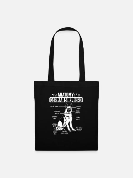 Anatomie deutscher Schäferhund - Stoffbeutel - Schwarz