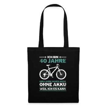 40 Jahre 40. Geburtstag Fahrrad ohne Akku - Stoffbeutel - Schwarz - Vorne