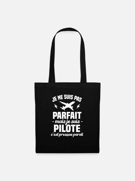 Pas parfait mais je suis pilote humou cadeau - Sac en tissu - noir