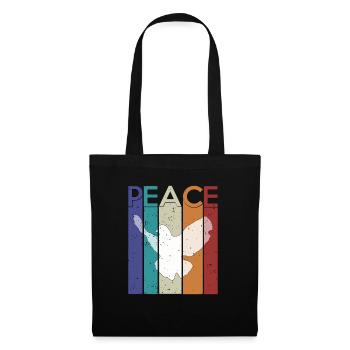 Paix avec la colombe de la paix et de la paix Écriture - Sac en tissu - noir - Devant