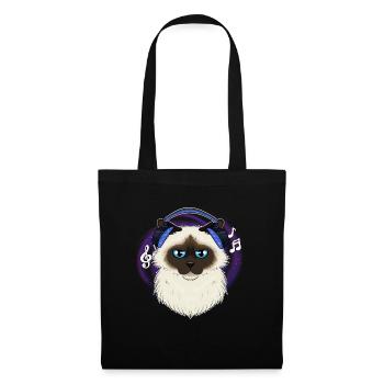 Cute Birman Cat I Music Lover I Headphones - Stoffbeutel - Schwarz - Vorne
