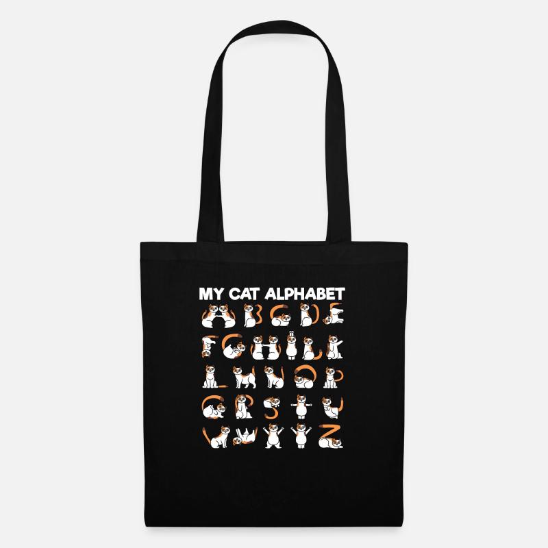 Mein Katzenalphabet ABC Katzen Buchstaben Katze - Stoffbeutel - Schwarz