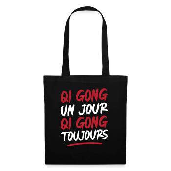 Cadeau idée Qi gong toujours - Sac en tissu - noir - Devant