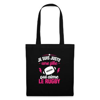 Je suis juste une fille qui aime le rugby - Sac en tissu - noir - Devant