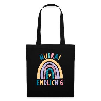 6 Jahre Geburtstagskind Regenbogen 6. Geburtstag - Stoffbeutel - Schwarz - Vorne