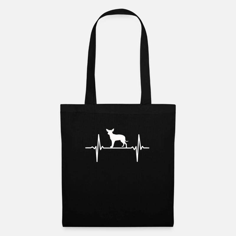 Herzfrequenz Herzschlag Chihuahua Geschenk - Stoffbeutel - Schwarz