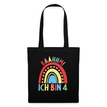 4 Jahre Geburtstagskind Regenbogen 4. Geburtstag - Stoffbeutel - Schwarz - Vorne