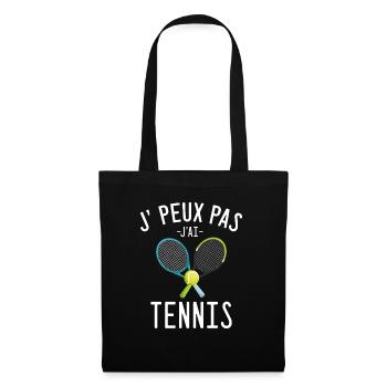 J'peux pas j'ai tennis cadeau humour sport tennis - Sac en tissu - noir - Devant