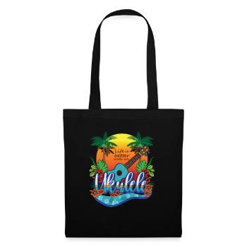Ukulele Gitarre Ukulelespieler Hawaii - Stoffbeutel - Schwarz - Vorne