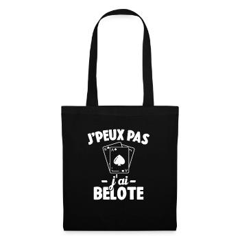 J'peux pas j'ai belote Cadeau Humour - Sac en tissu - noir - Devant