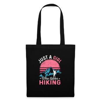 Just A Girl Who Loves Hiking Hike Hiker Mountains - Stoffbeutel - Schwarz - Vorne