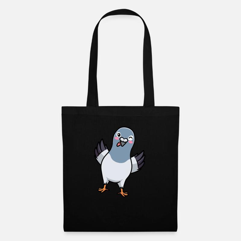 Taube Vogel Columbidae Emoticon Tauben - Stoffbeutel - Schwarz