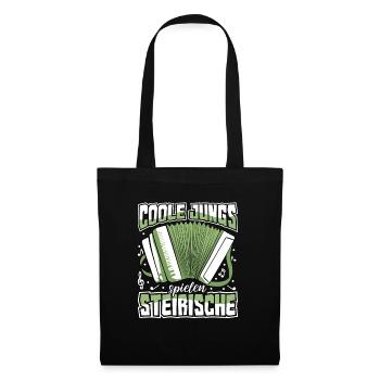 Steirische Harmonika Ziachorgl Quetschn Steiermark - Stoffbeutel - Schwarz - Vorne