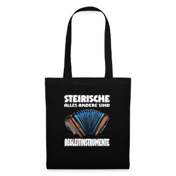 Quetschn Steirische Harmonika Volksmusik - Stoffbeutel - Schwarz - Vorne