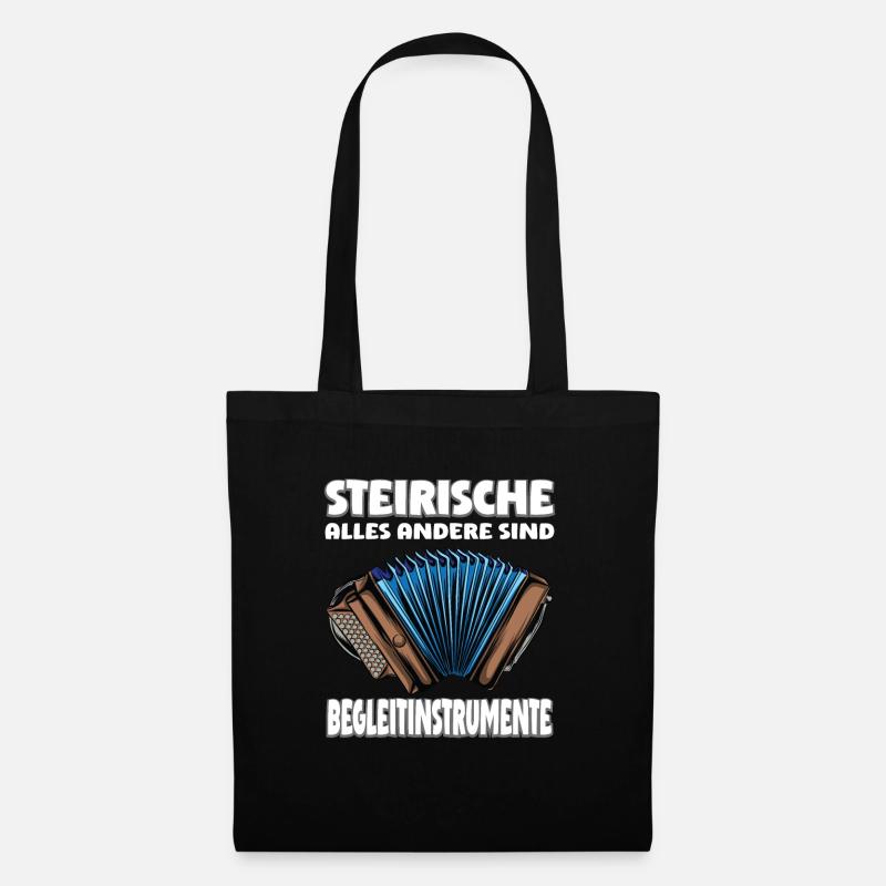 Quetschn Steirische Harmonika Volksmusik - Stoffbeutel - Schwarz