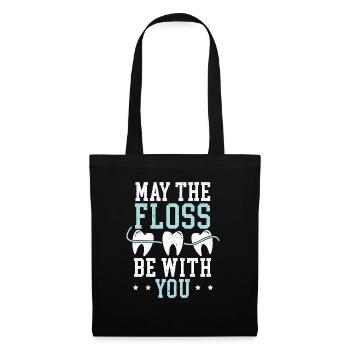 Que la soie dentaire soit avec vous Dentiste Dentisterie Dentaire - Sac en tissu - noir - Devant