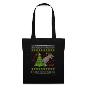 Funny Tree Rex Ugly Christmas Sweater Lights Trex - Stoffbeutel - Schwarz - Vorne