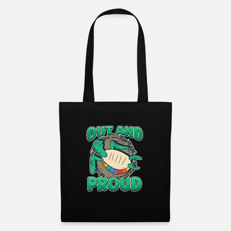 Out And Proud Rainbow Queer Turtle LGBT Pride - Stoffbeutel - Schwarz