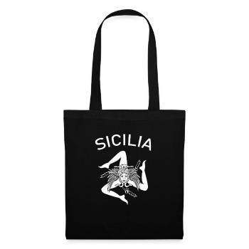 Italien Italia Sicilia Flagge Sizilien Palermo - Stoffbeutel - Schwarz - Vorne