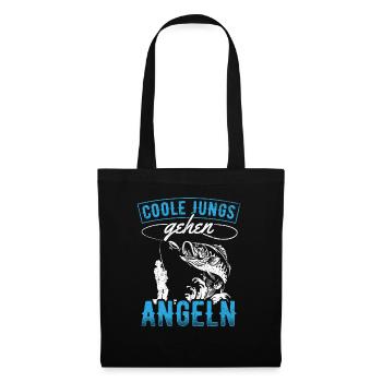 Coole Jungs gehen Angeln - Angler Fischer Kinder J - Stoffbeutel - Schwarz - Vorne