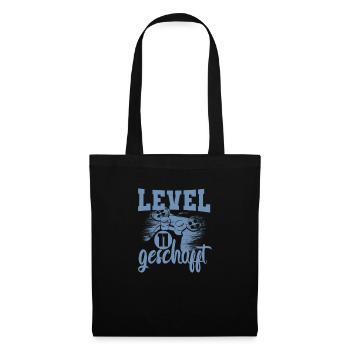Geburtstag 11 Jahre Jungn Level 11 geschafft - Stoffbeutel - Schwarz - Vorne