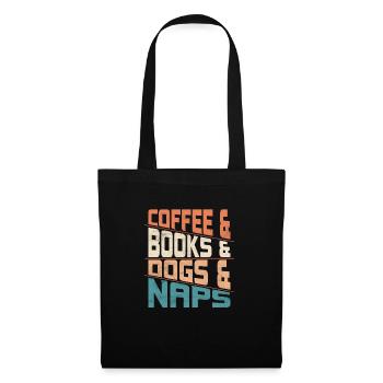Coffee & Books And Dogs & Naps Caffeinated Dog Lo - Stoffbeutel - Schwarz - Vorne