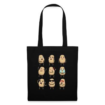 Kawaii Kartoffel Emoticon Kartoffeln - Stoffbeutel - Schwarz - Vorne