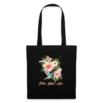 Faith Hope Love Hummingbird Picture Bird Print - Stoffbeutel - Schwarz - Vorne
