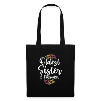 Älteste Schwester & Rulemaker Design für die - Stoffbeutel - Schwarz - Vorne