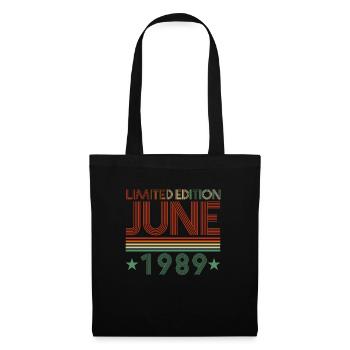 33. Geburtstag Juni Jahrgang 1989 Geschenkidee - Stoffbeutel - Schwarz - Vorne