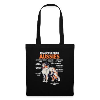 Australian Shepherd Aussie Anatomie Aussie - Stoffbeutel - Schwarz - Vorne