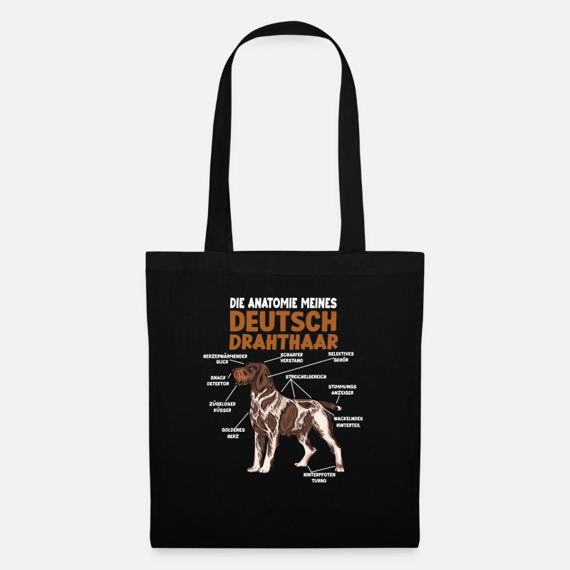 Deutsch Drahthaar Anatomie lustiges Hundehalter - Stoffbeutel - Schwarz
