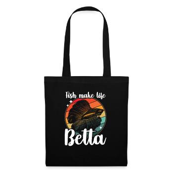 Fish Make Life Betta Siamese Fighting Fish - Tote Bag - black - Front
