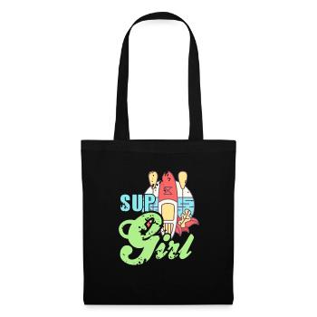 Vintage SUP Girl Rowing T-Shirt Present Gift - Tote Bag - black - Front