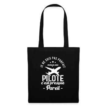 Je ne suis pas parfait mais je suis pilote - Sac en tissu - noir - Devant