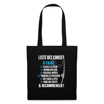 La liste du pêcheur Cadeau humour pour pêcheur - Sac en tissu - noir - Devant