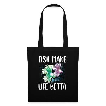 Fish Make Life Betta Siamese Fighting Fish - Tote Bag - black - Front