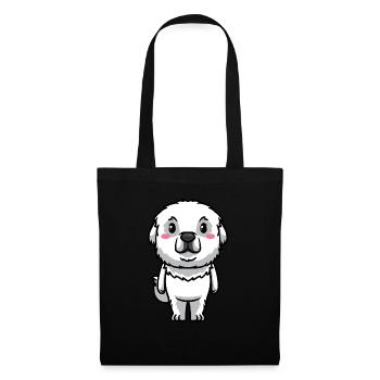 Émoticône de chien de montagne des Pyrénées - Sac en tissu - noir - Devant