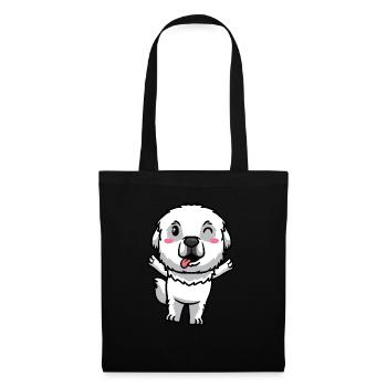 Émoticône de chien de montagne des Pyrénées - Sac en tissu - noir - Devant
