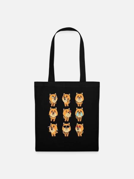 Zwergspitz Chien Émoticône de Poméranie - Sac en tissu - noir