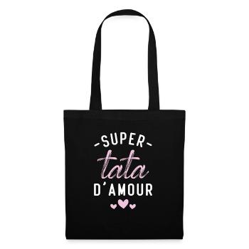 Cadeau Femme Super tata d'amour - Sac en tissu - noir - Devant
