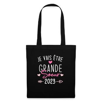 Je Vais Être Grande Sœur 2023 - Sac en tissu - noir - Devant