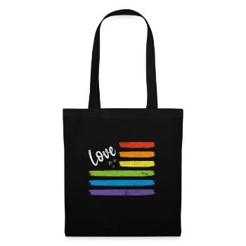 Love LGBT Flagge - Stoffbeutel - Schwarz - Vorne