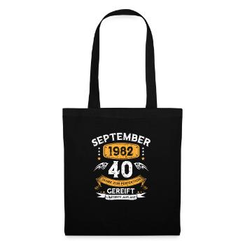 September 1982 40 Jahre Zur Perfektion Gereift - Stoffbeutel - Schwarz - Vorne