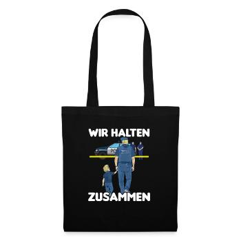 Polizei Papa Sohn Partnerlook - Stoffbeutel - Schwarz - Vorne