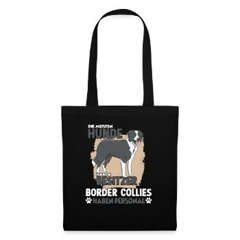 Border Collie Hundebesitzer lustiges Hunde Gassi - Stoffbeutel - Schwarz - Vorne