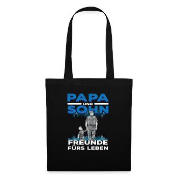 Polizei Papa Sohn Partnerlook - Stoffbeutel - Schwarz - Vorne