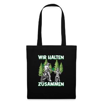 Motocross Vater Sohn Partnerlook Vatertag - Stoffbeutel - Schwarz - Vorne